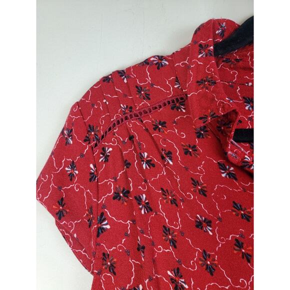 Free People womens Small Derby Dot Floral Romper Red Silver Buttons Bohemian - Picture 11 of 16